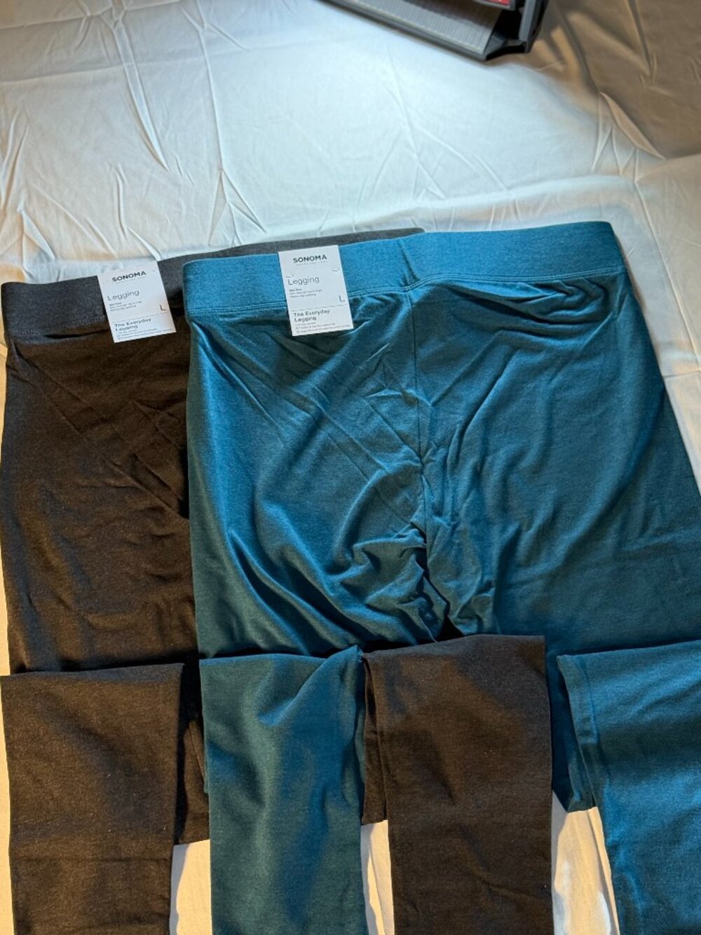 Sonoma leggings, 2 pair! 1 teal pair, 1 gray pair. Women's L, New with Tags!